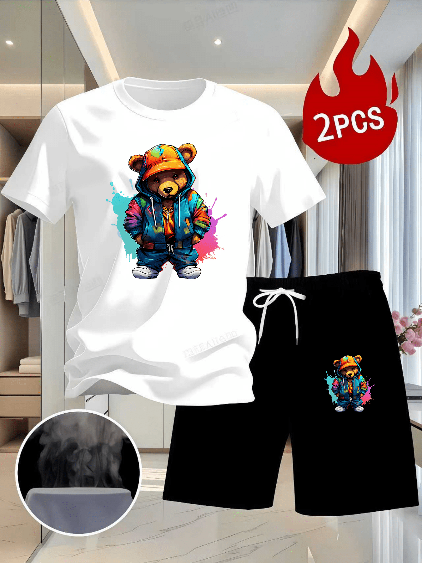 Outdoor Sports Outfit - Men Summer 2Pcs High Street Tracksuit