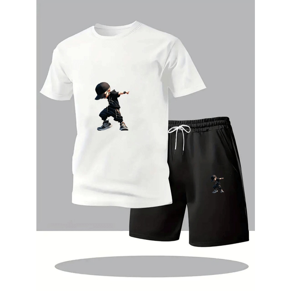 Outdoor Sports Outfit - Summer Men's T-Shirts Sets Round Neck